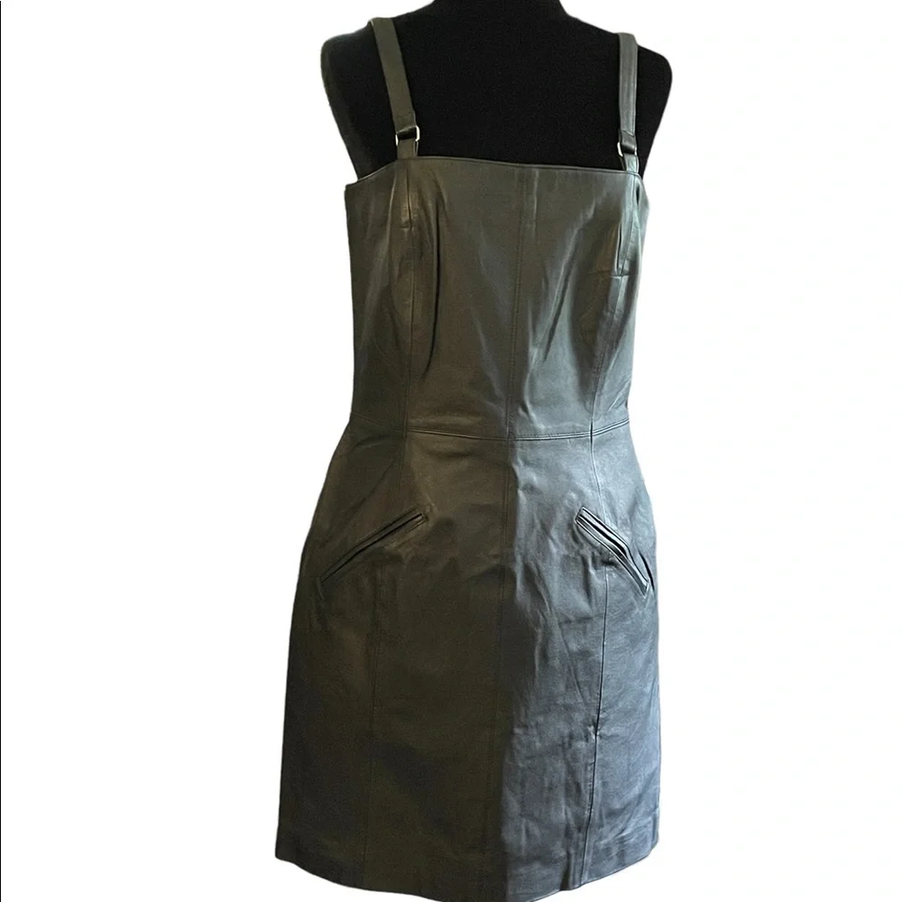90s Leather Jumper Dress - Picture 3 of 5